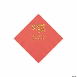 New ⌛ Coral God Gave Me You Personalized Napkins with Gold Foil - Beverage 👍