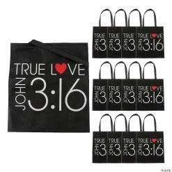 Brand new 🌟 15" x 17" Large John 3:16 True Love Nonwoven Tote Bags - 12 Pc. 🎁