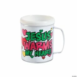 Discount 🛒 Color Your Own Jesus Warms the Heart Plastic Mugs - 12 Pc. 😀