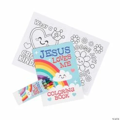 Discount 😀 Jesus Loves Me Coloring Books with Crayons for 12 🔥