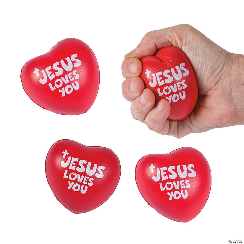 Discount π€© Jesus Loves You Heart Stress Toys - 12 Pc. 𧨠3 Discount π€© Jesus Loves You Heart Stress Toys - 12 Pc. π§¨