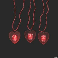 Best Sale ✨ Light-Up Jesus Loves Me Heart Beaded Necklaces - 12 Pc. 🥰
