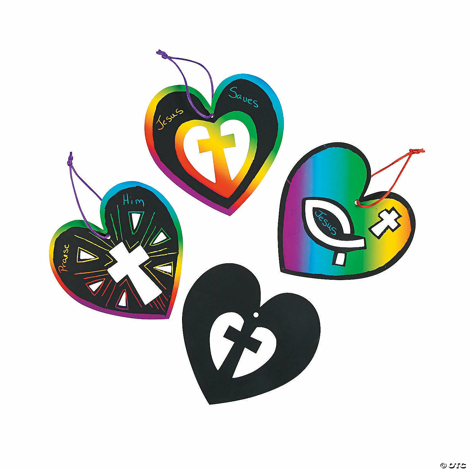Promo ✨ Magic Color Scratch Religious Heart Ornaments - 24 Pc. 🥰 3 Promo ✨ Magic Color Scratch Religious Heart Ornaments - 24 Pc. 🥰