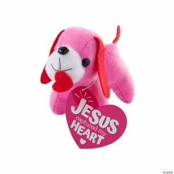 Budget 😉 Religious Heart Stuffed 🦮 Dog Valentine Exchanges with Card for 12 ✔️
