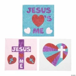 New 🛒 Religious Valentine Glitter Art Pictures - Makes 12 🧨
